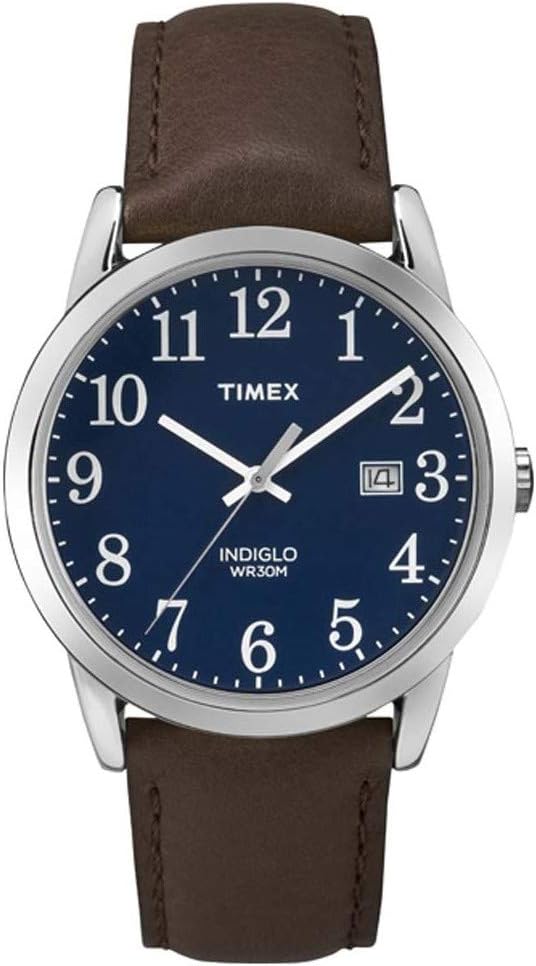 Reloj Timex Easy Reader para hombre, 38 mm, cuarzo, con ventana de fecha y correa de piel.