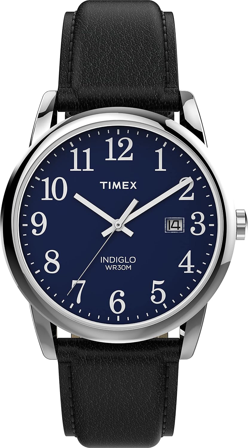 Reloj Timex Easy Reader para hombre, 38 mm, cuarzo, con ventana de fecha y correa de piel.