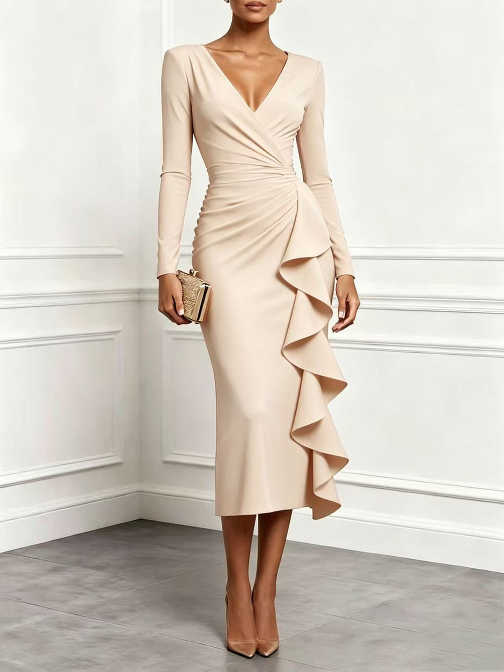 Zyla vestido midi cruzado, segunda vista