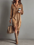 Béatrice | Vestido midi de pana con bolsillos